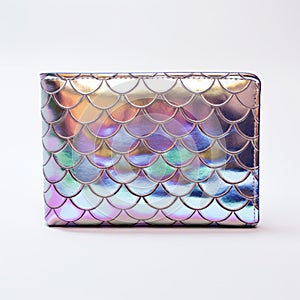 Polarized Metal Mermaid Scale Pattern Wallet With Chromatic Experimentation