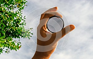 Polarizing filter for camera lens in photography