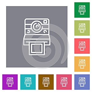 Polaroid camera outline square flat icons photo