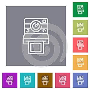 Polaroid camera outline square flat icons