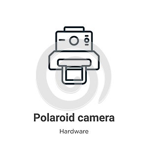 Polaroid camera outline vector icon. Thin line black polaroid camera icon, flat vector simple element illustration from editable