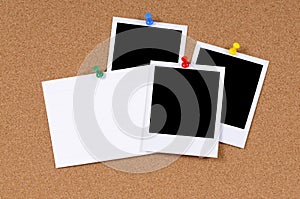 Polaroid frame photo prints blank index card copy space
