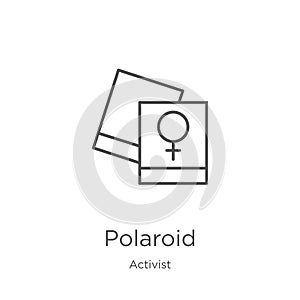 polaroid icon vector from activist collection. Thin line polaroid outline icon vector illustration. Outline, thin line polaroid