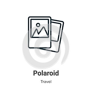 Polaroid outline vector icon. Thin line black polaroid icon, flat vector simple element illustration from editable travel concept