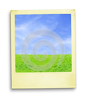 Polaroid Photo: Blue Sky And Green Grass