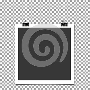 Polaroid, Photo frame with pin on isolate background. Template, blank for photo or image