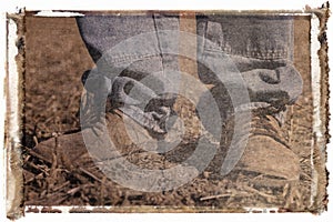 Polaroid transfer of boots