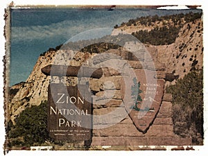 Polaroid transfer of park sign