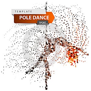 Pole dance, exotic, striptease - dot illustration.