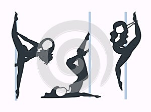 Pole dance silhouette and black silhouette