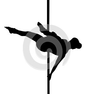 Pole dance, silhouette, girl dancing on pylon.