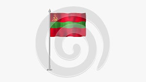 Pole Flag of Transnistria, Flag of Transnistria, Transnistria Pole flag waving in the wind on GreenWhite Background