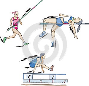 Pole vault, High jump and Long jump