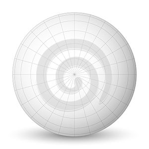 Pole view of blank planet Earth white globe with grid of meridians and parallels, or latitude and longitude. 3D vector photo