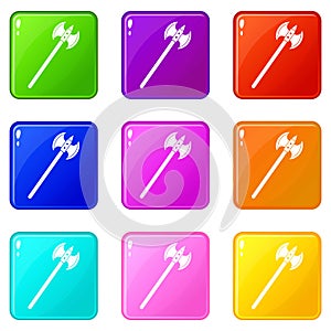 Poleaxe icons 9 set