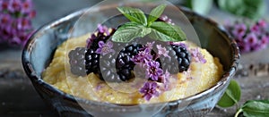 Polenta Bowl With Boysenberries