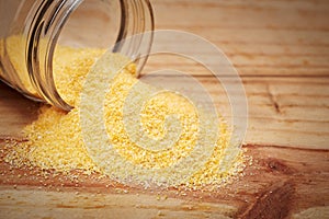 Polenta in glass jar photo