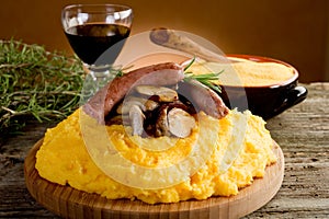 Polenta sausage and mushroom