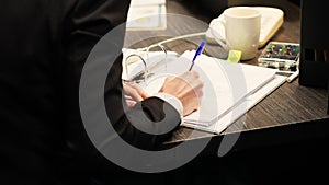 Police agent using landline phone