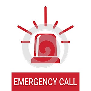 Police Or Ambulance Red Flasher Siren, Emergency Call Isolated On A White Background. Vector Icon Illustration.