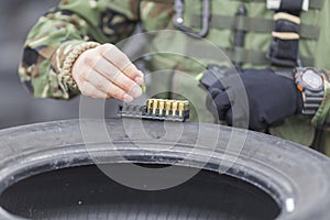 Police, army and border police gun training. firing weapons and pistols