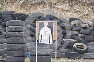 Police, army and border police gun training. firing weapons and pistols