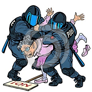 Police arrest of a protesting pensioner