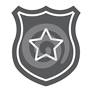 Police badge glyph icon, officer and law, shield with star sign, vector graphics, a solid pattern on a white background. photo