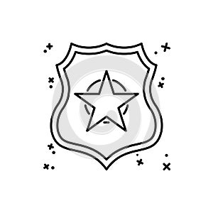 Police badge icon. Simple line, outline  of law and justice icons for ui and ux, website or mobile application