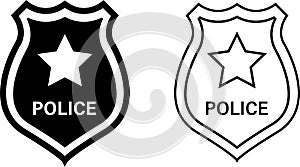 Police badge icon.Vector isolated black and linear police badge icons. Stock vector