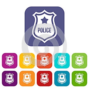 Police badge icons set