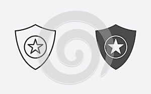 Police badge outline and filled vector icon sign symbol