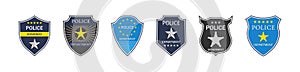 Police badge. Police department. Emblem of shield for cop and officer. Sign of security  law and protect. Symbol of sheriff