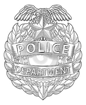 Police Badge Shield Star Sheriff Cop Crest Symbol photo