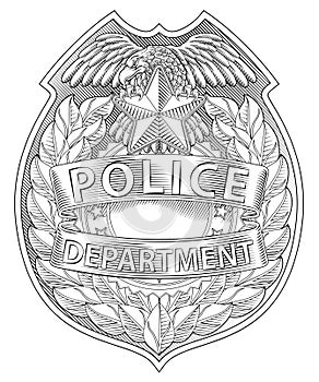 Police Badge Shield Star Sheriff Cop Crest Symbol photo