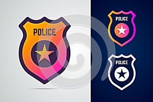 Police badge with star in modern gradient style.