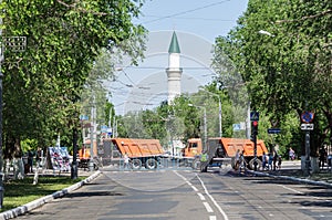 Police barrier from trucks during public events on the street