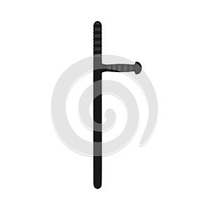 Police baton black sign vector icon. Enforcement military weapon secure road officer. Guard cop uniform gun