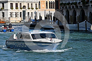 Police boat in Venice, Italy