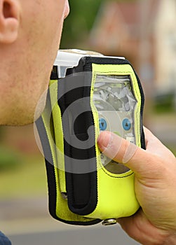 Police breathalyser roadside test