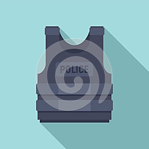 Police bulletproof vest icon, flat style