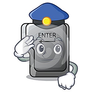 Police button enter in the shape mascot