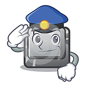 Police button T isolated in the cartoon