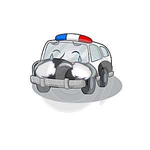 Police Car cartoon character concept with a sad face