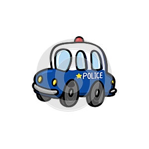 Police car cartoon on white background