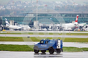 Police car in Zurich Airport, ZRH