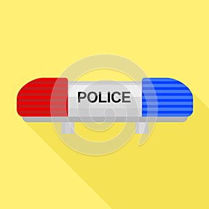 Police car flasher icon, flat style