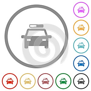 Police car flat icons with outlines