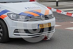 Police Car In Front Of Ducktape At Amsterdam The Netherlands 24-1-2023