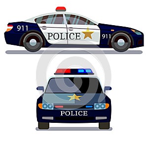 Police car front and side view